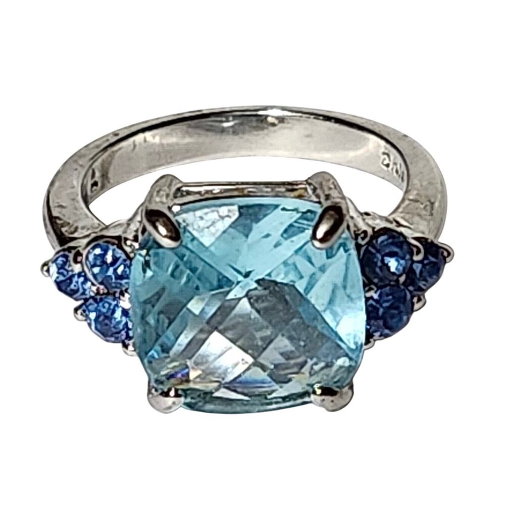 Vtg  925 NVC Nataliya V Collister for Avon Blue Faceted Ring 7.25